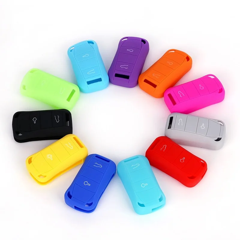 2 Buttons Silicone Rubber Car Key Case Cover Shell Skin Fob Protector Holder for Porsche Cayenne Accessories Set | Автомобили и