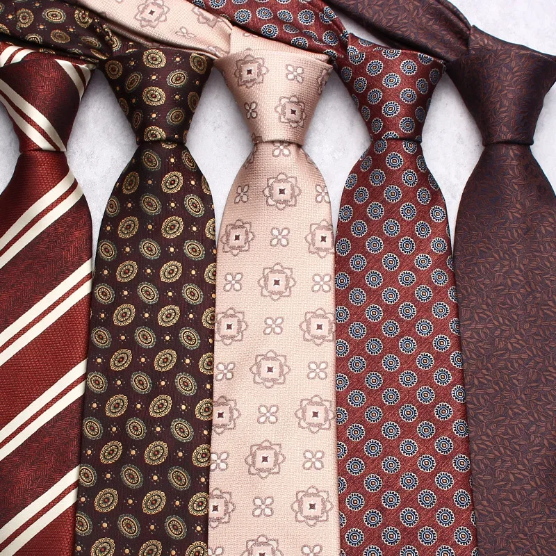 

Brown Vintage Tie For Men Business Fashion Polyester Hand Tied Tie Silk For Men Fit Wedding Workplace