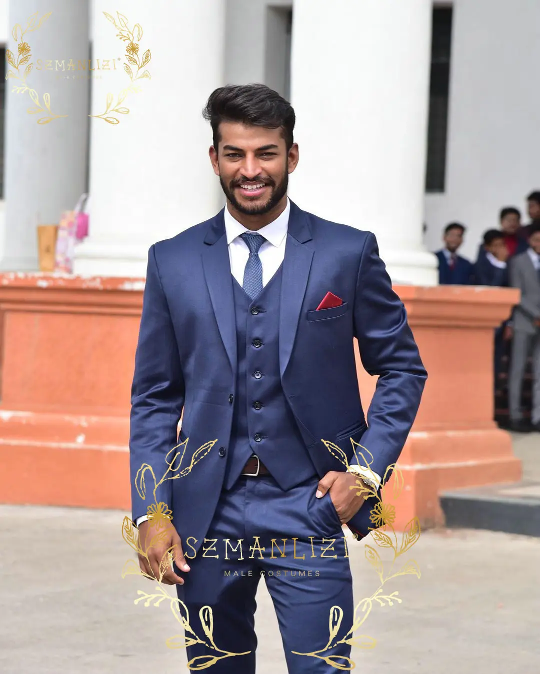 

Костюм Homme мужской костюм 2022 деловой темно-синий Официальный смокинг для жениха мужской жениха для свадебной вечеринки 3 предмета (Блейзер + жилет + брюки)