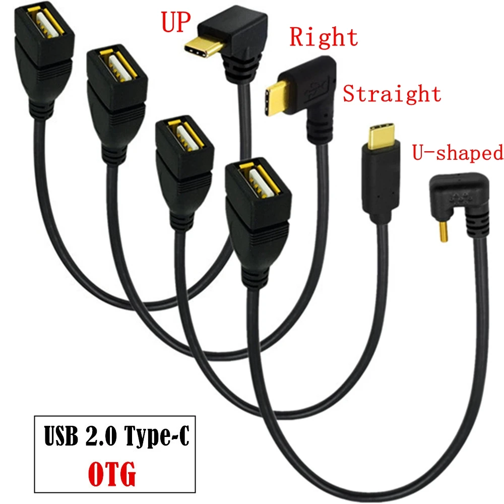 Angled USB-C to USB Female OTG Data Cable, 25CM