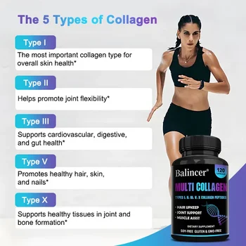 Multi-Collagen Capsules - Maintain Joint, Bone, Nail Health, Nourish Hair, Reduce Wrinkles - Antioxidant - Skin Care Supplement 5