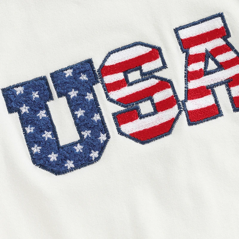 Citgeett Summer Independence Day Infant Baby Boys Girls Short Sleeve Letters Star Stripes Bodysuit Festival Clothes