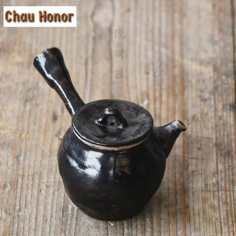 150ml Wabi-sabi Style Stoneware Side-handled Pot Zen Tea Set for Clumsy Hands Teapot Japanese Tea Brewing Jixu Kettle Gift Box