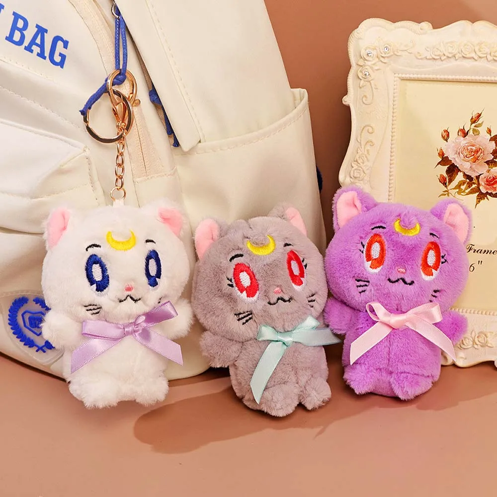 12CM Kawaii Anime Sailor Moon Luna Cat Plush Dolls Keychain Bag Pendant Toys Cartoon Pluche Doll Bag Ornaments Christmas Gifts