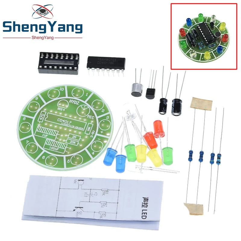 Voice-Activated LED Rotating Water Light Kit - DIY Electronic Sound Control