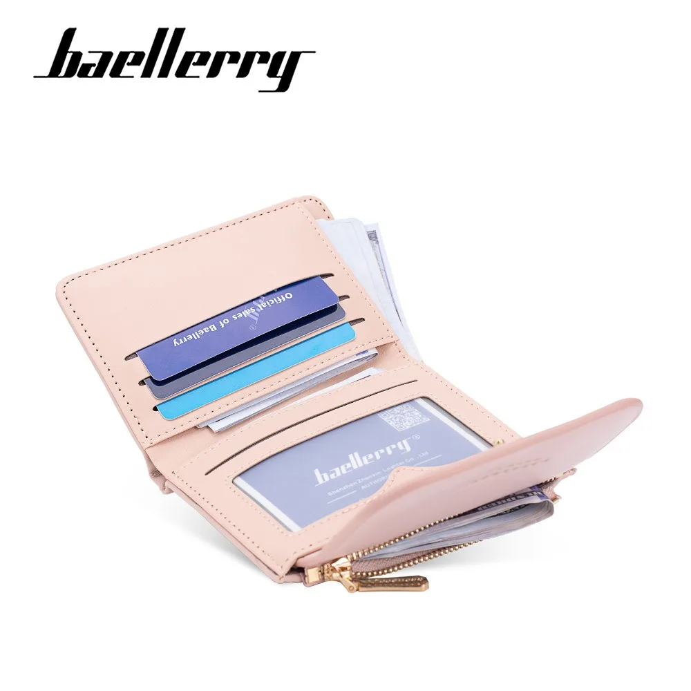 Baellerry Women's Short Wallet PU Leather Fashion Zip Coin Purse with Card Slots Slim Mini Wallet Gift for Her