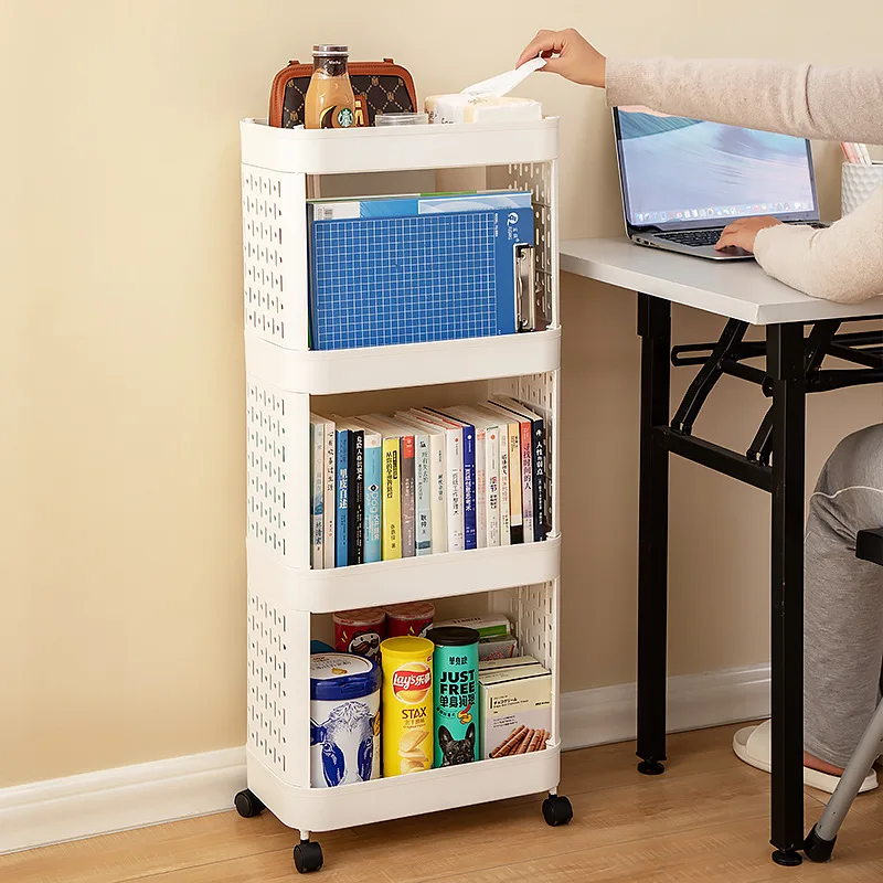 Simple Multifunction Removable Trolley Storage Rack Under Desk Floor Desk Sewn A4 Documents Magazine Book Organizer Storage Rack
