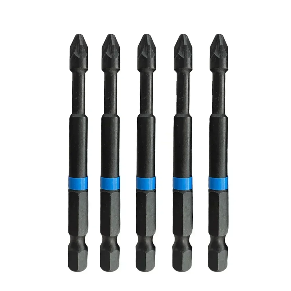 5Pcs PZ1 PZ2 PZ3 Eletric Screwdriver Bits 75mm Screwdriver Set 1/4 Inch Hex Shank Magnetic Driver Bit Non-slip Batch Head Cross