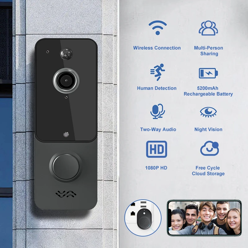 Wireless-Doorbell-Wifi-Outdoor-Hd-Camera-Smart-Home-Security-Doorbell ...