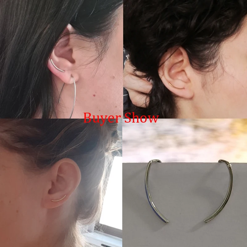 925 Sterling Silver Ear Climber Stud Earrings For Women Minimalist Ear Crawlers Studs Piercing silver stud earrings,silver earrings,womens earrings
