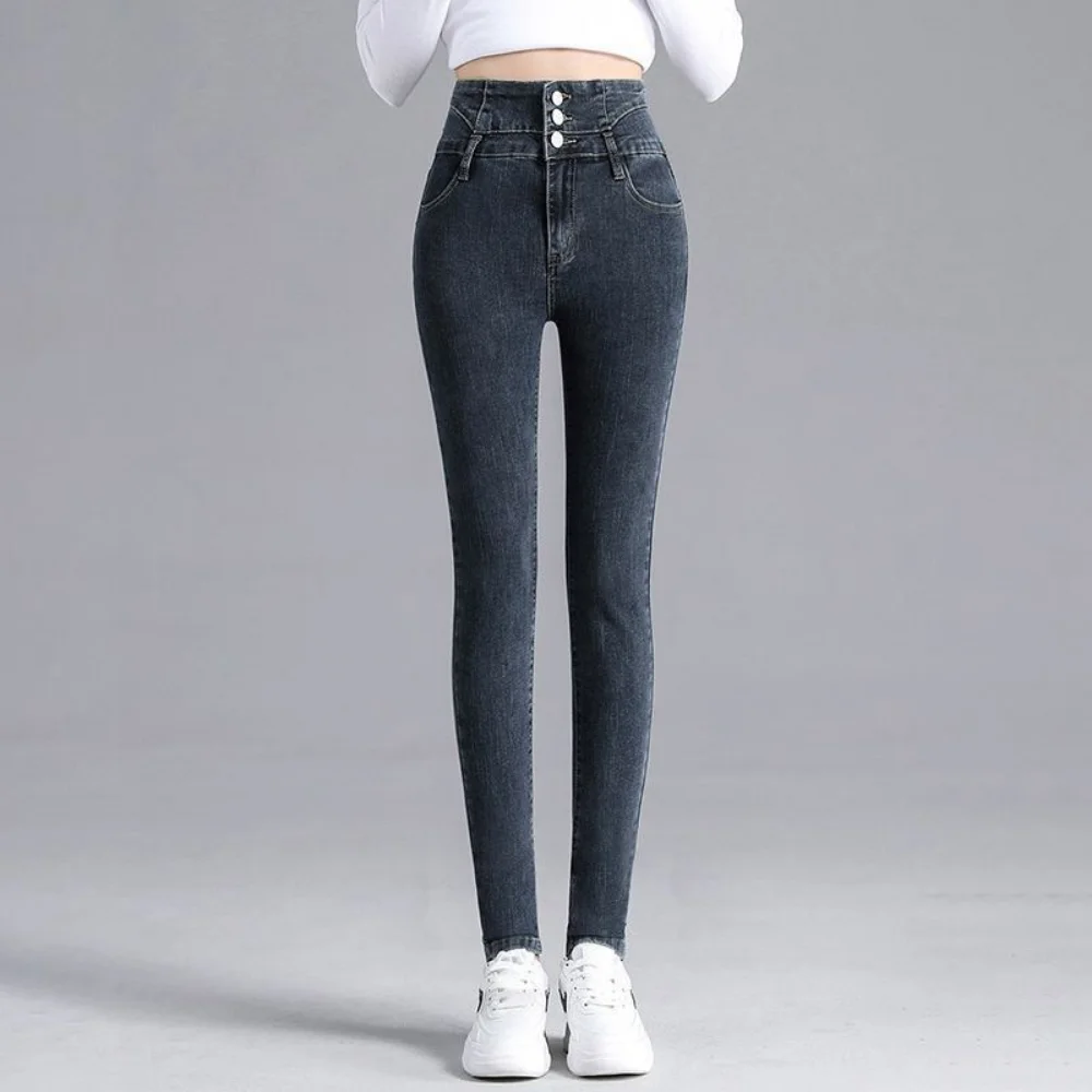 High Waist Stretch Pencil Jeans clothes For Women Spring Fall Vintage Fashion Streetwear Denim Pants Casual Slim Skinny trousers