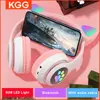 Cat Ears Headphones Flash Light Wireless With MIC Control LED Kid Girl Stereo Cute Music Helmet Bluetooth Phone Headset Earphone 1