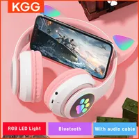 Cat Ears Headphones Flash Light Wireless With MIC Control LED Kid Girl Stereo Cute Music Helmet Bluetooth Phone Headset Earphone 1