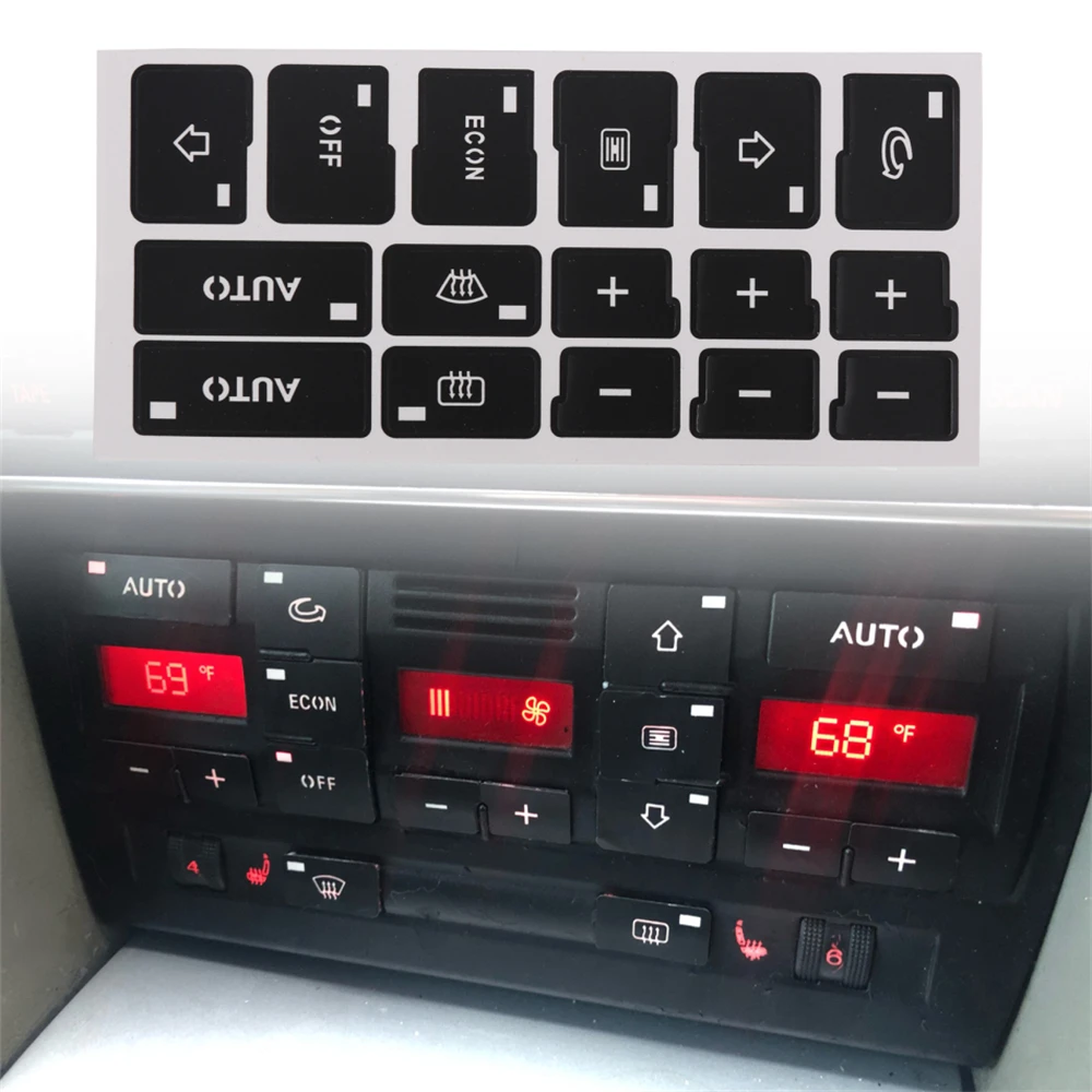 Adesivi Pulsante AC Audi A4 - 4 Stickers Sostituzione Per Modelli B6 B7 2000-2004