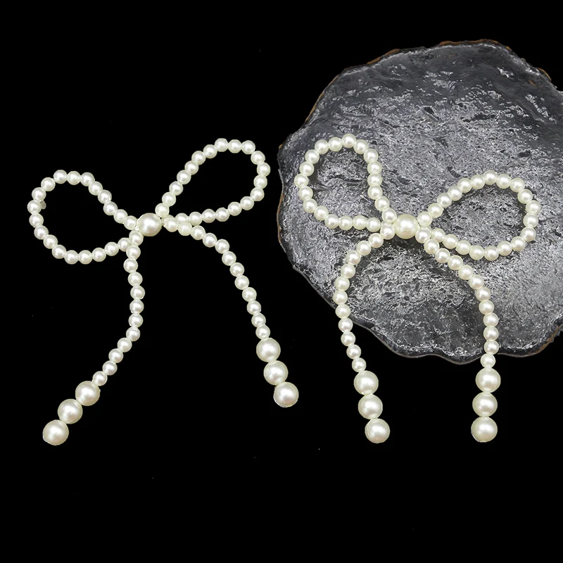 (2 Pcs/Pack) Elegant 11.5*11cm Pearl Bowties for Weddings Parties Proms Homecoming Decorations DIY Handmade Hair Accessories