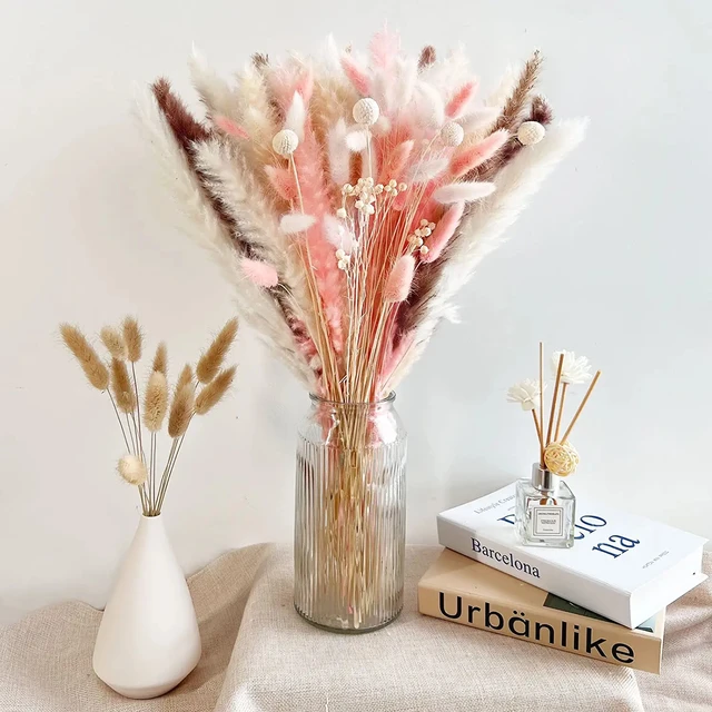 Natural Dried Pampas Grass Bouquet Decor, 8 Varieties Flowers for Vase,  Dried Floral Arrangements for Home Wedding Table Decor - AliExpress