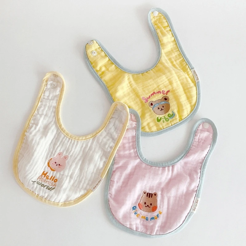 

Muslin Baby Bibs for Eating Newborn Drooling Bib Saliva Towel High Absorbent Burp Cloth Infant Solid Color Cartoon Teethig Bibs