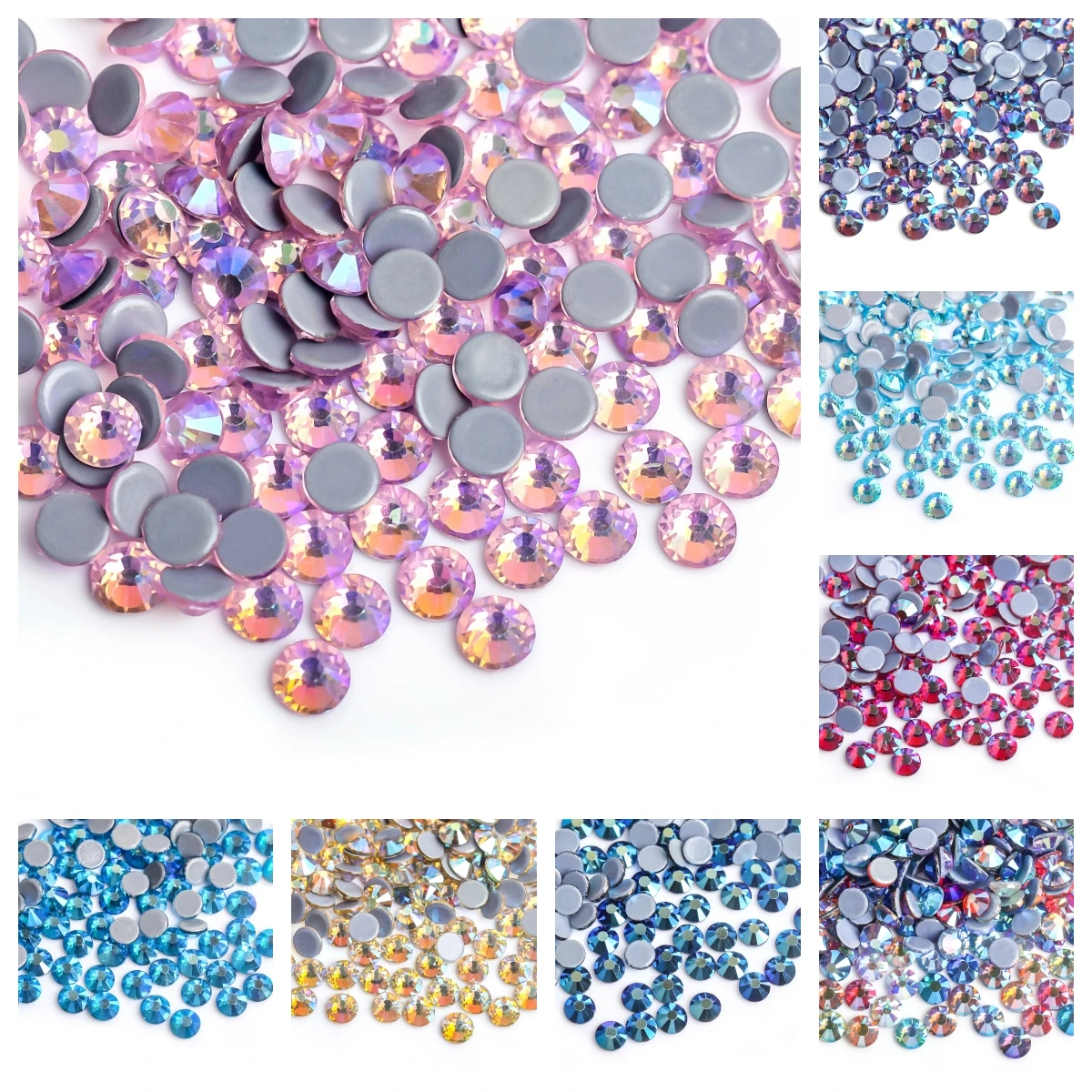30 Colors Crystal AB Mix Glass Hot Fix Rhinestones For Clothing Decoration Garment Flat Back Iron On Rhinestone