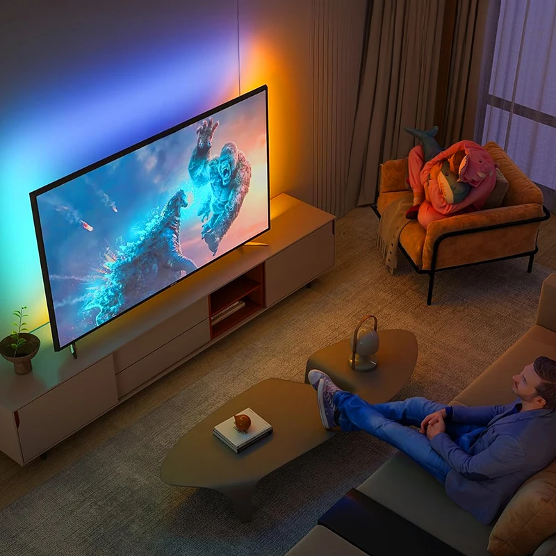 스마트 앰비언트 TV LED 백라이트, HDMI 호환 2.0 장치 싱크박스 스트립 라이트, 사용하기 쉬운 조명 분위기 조명, 40-85 인치