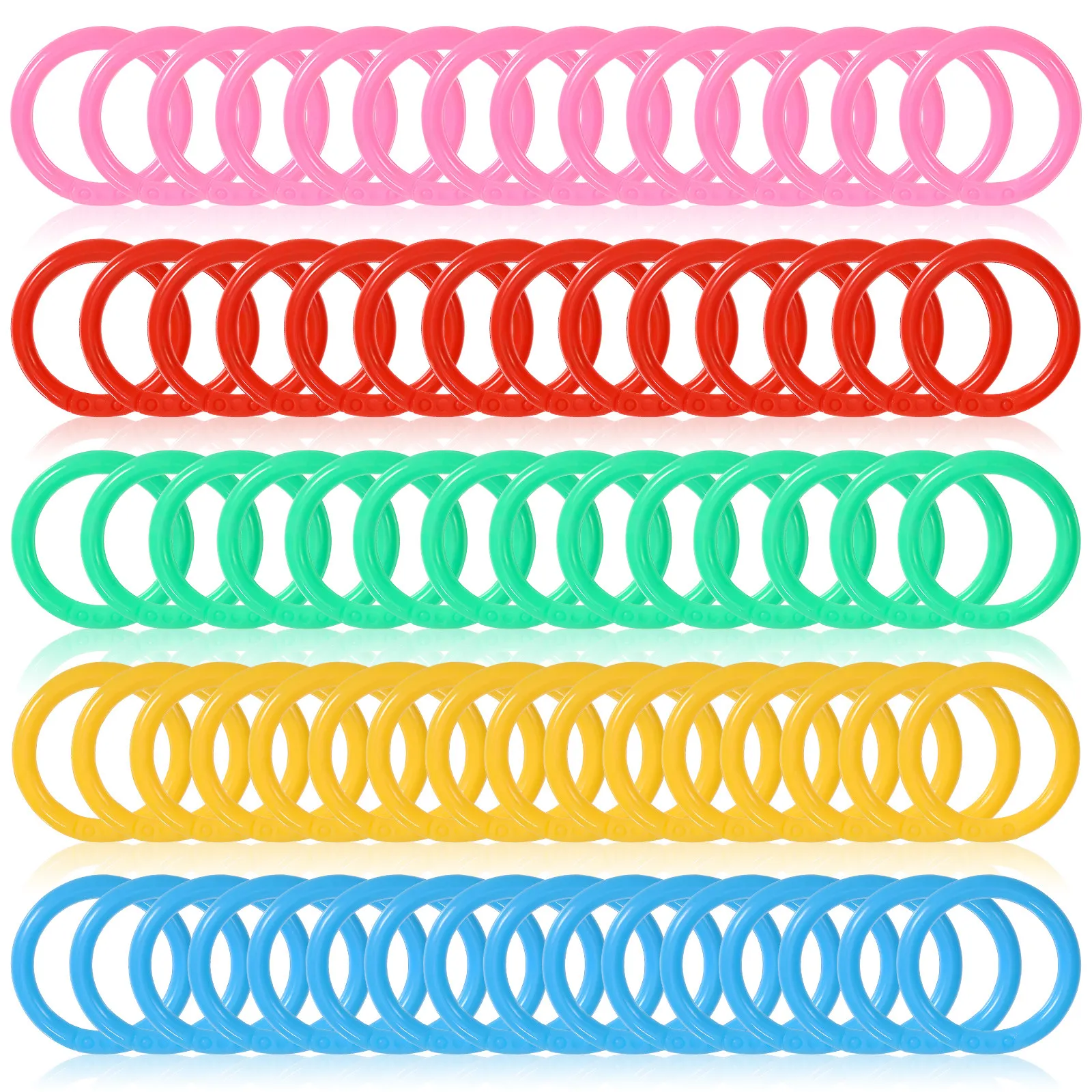 120Pcs 플라스틱 바인더 링 다기능 루스 리프 북 링 다채로운 스크랩북 플래시 카드 플래너 사무용품
