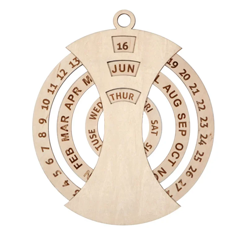 Wooden Perpetual Calendar Wall Clock