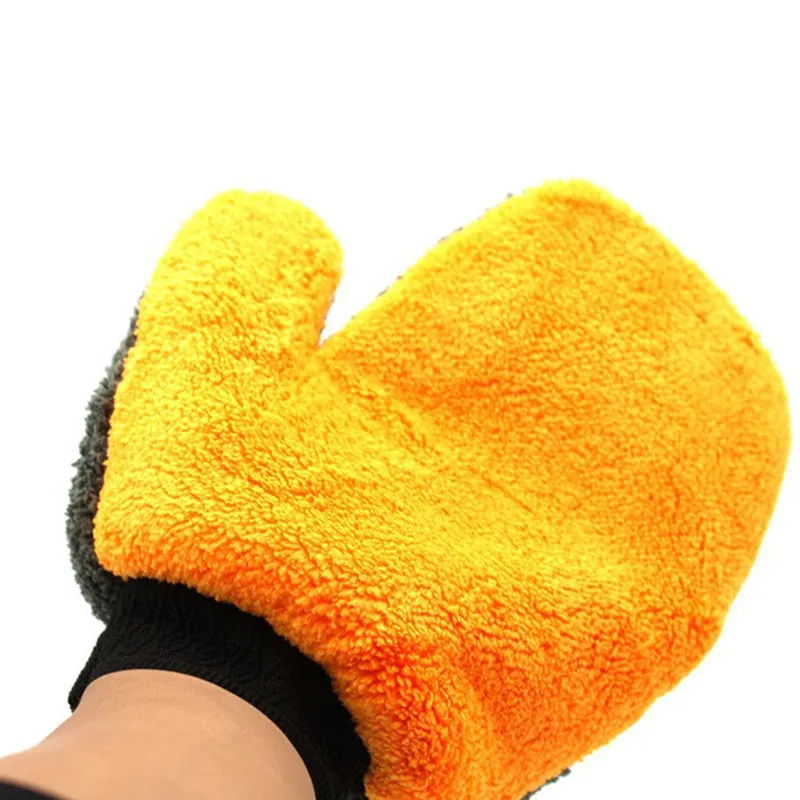 Car Washing Gloves Double-sided Waterproof Coral Velvet Short Wool Mitt Brush Cleaning Tools