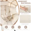 2 Pieces Egg Chair Wicker Patio Egg Chair with Ottoman Rattan Teardrop Cuddle Cocoon Chair for Indoor Outdoor Bedroom Porch Back 5