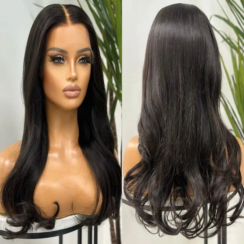 

Bombshell Black Natural Wave Synthetic Lace Front Wig Glueless High Quality Heat Resistant Fiber Hair For Black Women Cosplay