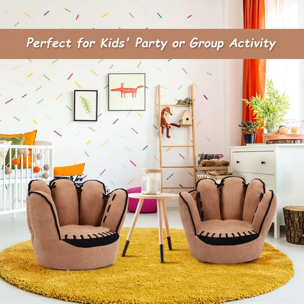 Kids Couch with Solid Wood Frame & Baseball Glove Design, Children Armchair for Play Room, Nursery, Kindergarten, Kids Room 5