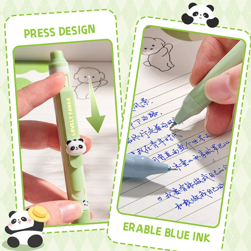 4 Pcs/Set Creative Pull-Type Erasable Gel Pens Blue Ink 0.5mm ST Erasable Pen for School Student Exam Writing Stationery