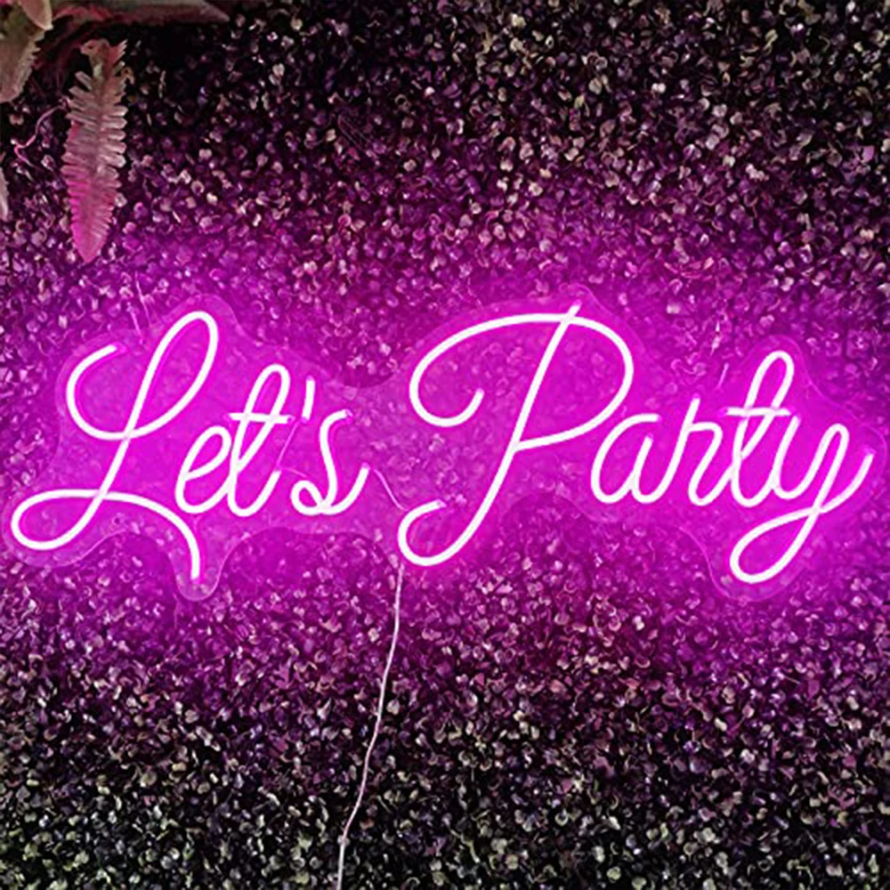 

Let’s Party Large LED Neon Sign For Wall Decor Wedding Engagement Birthday Party Bedroom Hotel Bar Club Home Light Sign
