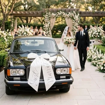 Grande Fiocco per Auto Nuziale, Decorazione con Nastro per Sposi, Elegante e Romantico Accessorio per Foto