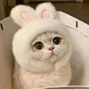 1pc Bunny Ears Cat Hat Themed Pet Costume Knit Fabric Set Comfortable Polyester Pullover Headwear for Cats & Small Dogs 2