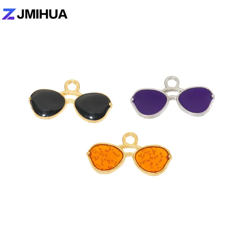 20pcs Enamel Charms Cute Mini Sunglasses Pendant For Jewelry Making Earrings Necklaces Bracelets DIY Handmade Accessories