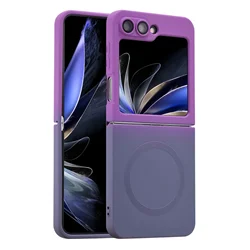 Gradient Magsafe Soft Silicone Wireless Charging Case - Cute and Stylish Cover for Samsung Z Flip 4 (PurpleGray)