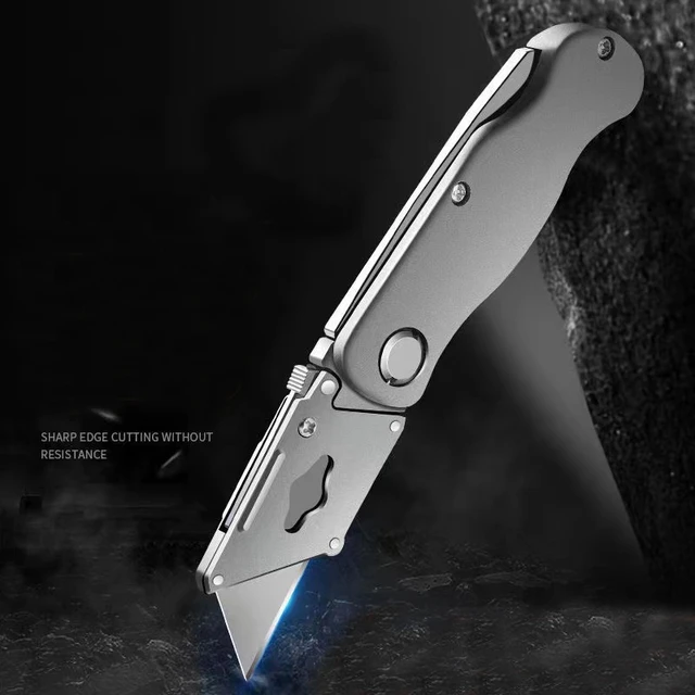 Folding Box Cutter Utility Knife, Lightweight Aluminum Body with Belt Clip,  Quick Change SK5 Blades Razor Cutting Opener Tool - AliExpress