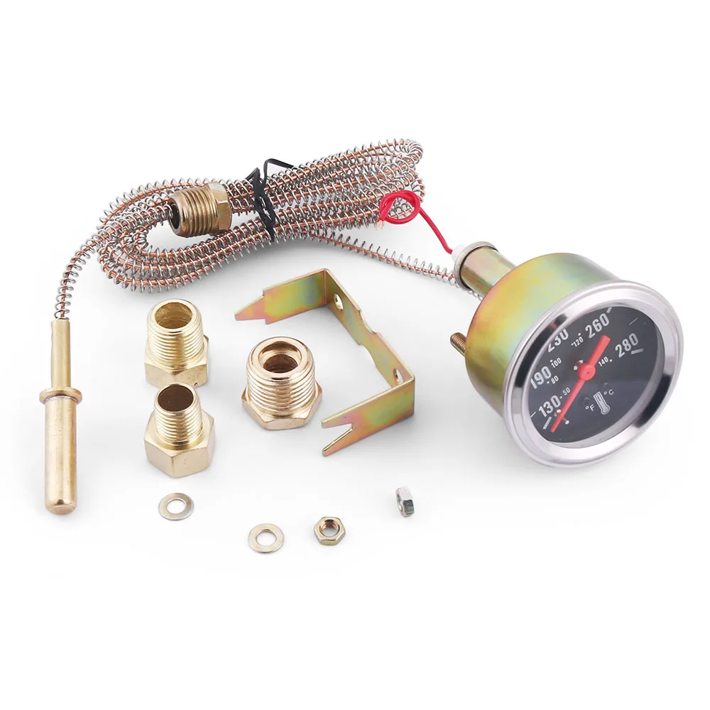 2 52MM 기계식 12V 수온 게이지 50-140 ℃ /130-280 ℉ 센서 NPT 1/2, NPT 1/4,NPT 3/8이 있는 수온 게이지 자동차 미터