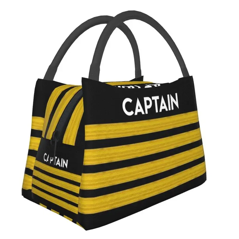 

Эполеты Captain Stripe, изолированная сумка-тоут для ланча для женщин, авиационный летательный аппарат, переносной термоохладитель, пищевой Ланч-бокс