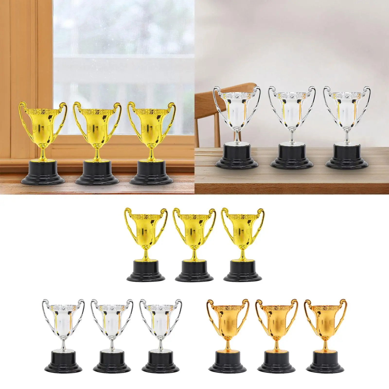 스포츠 축하 행사용 소형 미니 어워드 트로피 컵, 3x 미니 트로피