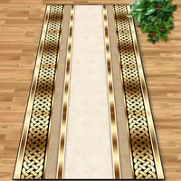European Gold Corridor Carpet Luxury Decoration Home Hall Carpet Non-slip Washable Passageway Rug Custom Hotel Entryway Carpets 2