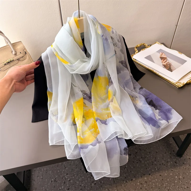 Nuovo 185*120 cm Donne Sottile Grande Sciarpa Primavera Autunno Estate Elegante Viaggio Wrap Morbido Stampa Scialle Lungo Echarpe Hijab 2025 Bandane 5