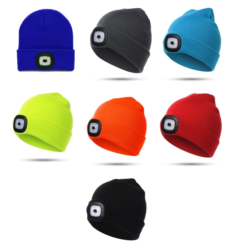 

LED Lighted Beanie Cap for Kids, Rechargeable 4 LED Headlamp Hat, Knitted Winter Hat for Kids Children Unisex