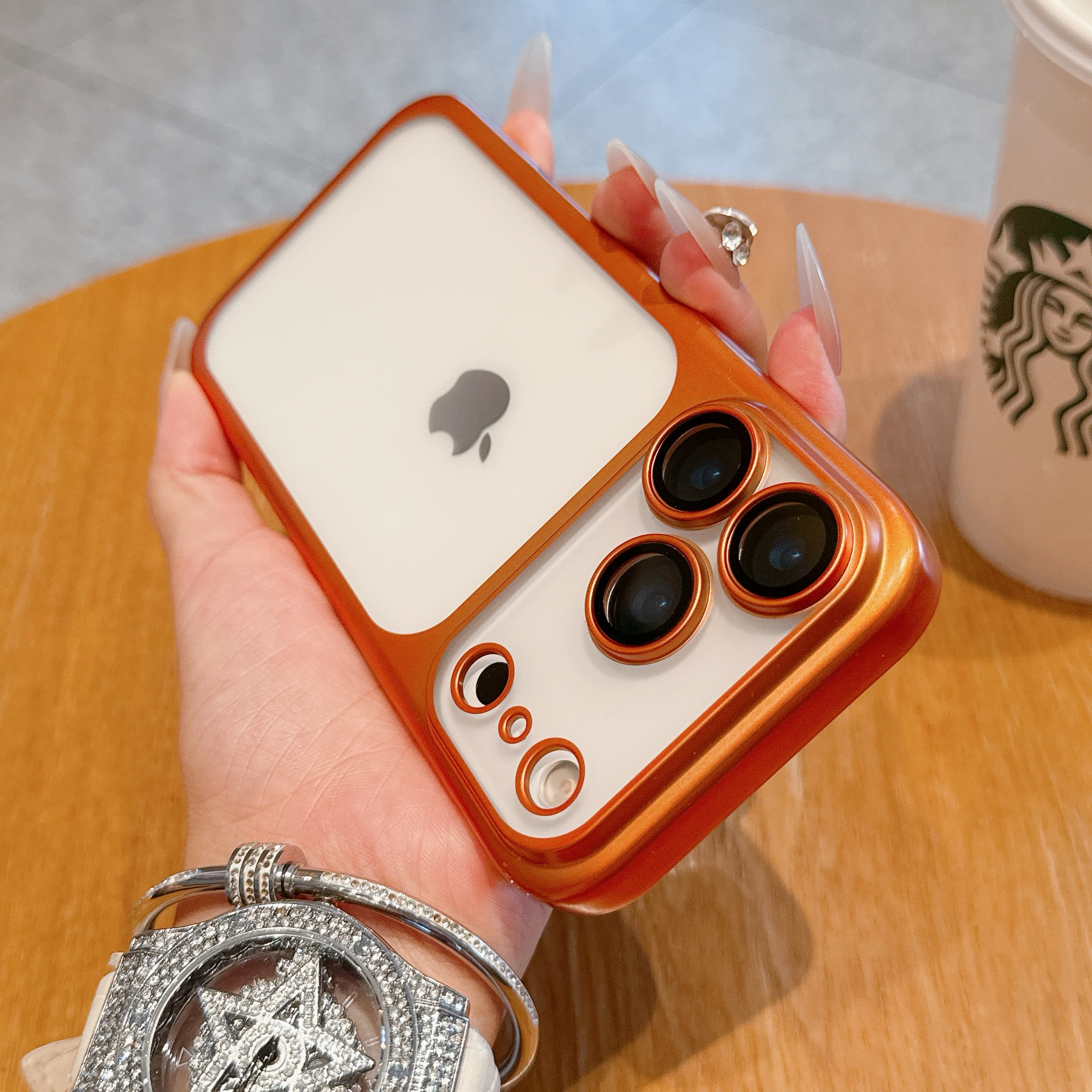 Transparent iPhone 17 Case - Hard Clear Cover with Plating Frame  Lens Film Protection