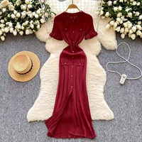 YuooMuoo Ins Hot Sexy Wrap Hips Split Knitted Dress Women Brand Fashion Wedding Guest Look Long Party Dress Lady Sweater Vestido