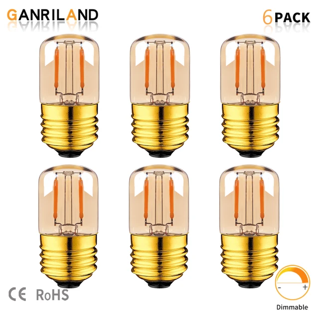 GANRILAND E27 튜블러 LED 전구, 골드 틴트, 따뜻한 화이트, 2200K, 낮은 와트, 1W, 110V, 220V, 조도 조절식 실내 장식, 빈티지 소형 전구
