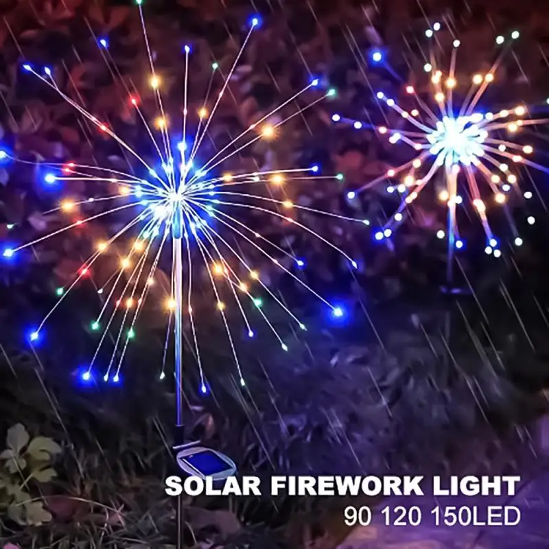 

Solar Fireworks Lamp Outdoor Grass Globe Dandelion Flash String Fairy Lights 90 /150/200 LED For Garden Lawn Holiday Light