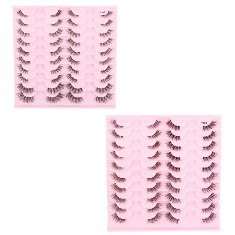 

Half Lashes Natural Wispy Cats Eye Lashes 3D Curly Fake Eye Lashes Extensions C1FF