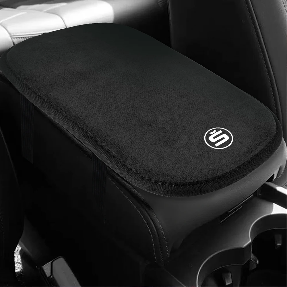 Enhanced Car Center Console Arm Rest Box Lid Fur Leather Pad