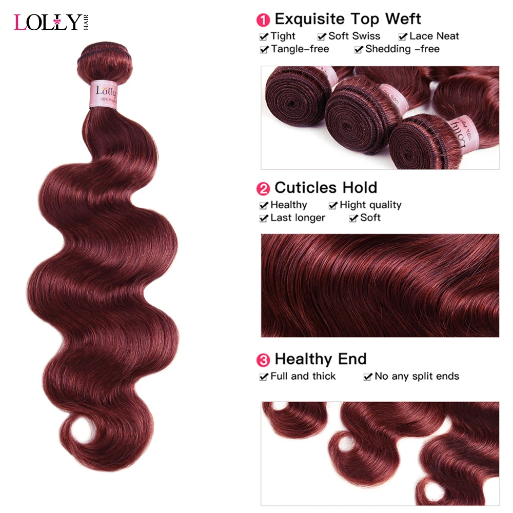 99J Body Wave Bundles Colored Burgundy Red Human Hair Bundles Brazilian Hair Extension Remy Weave 30 Inch human hair extensions