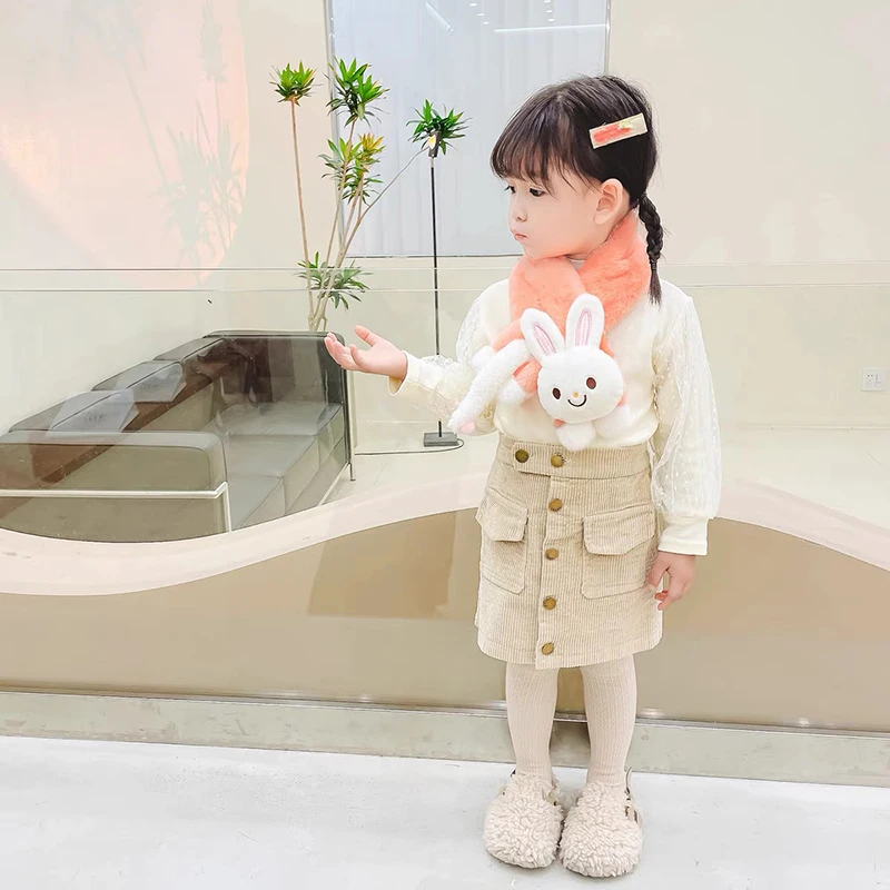 Cotton Children Winter Scarf for Boys Girls Cute Cartoon Rabbit